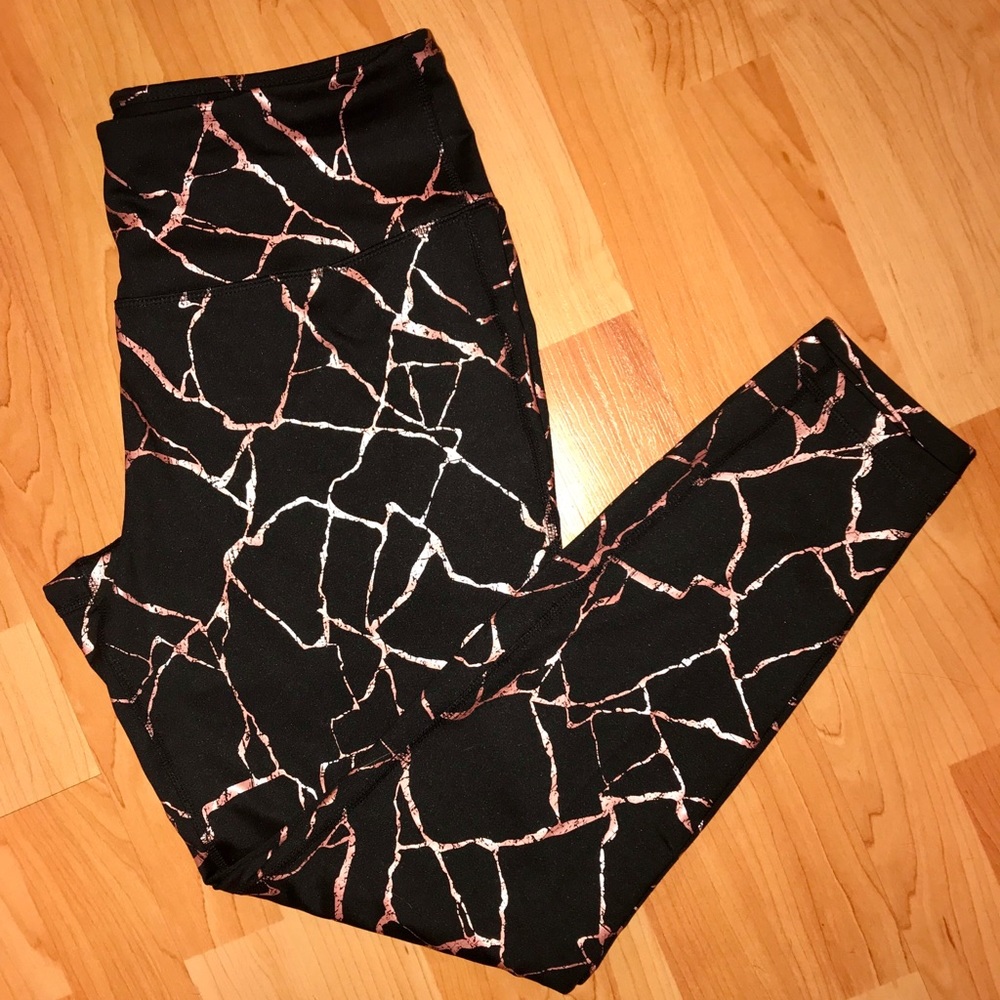 Black & Pink Full Length Leggings